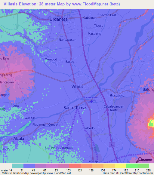 Villasis,Philippines Elevation Map