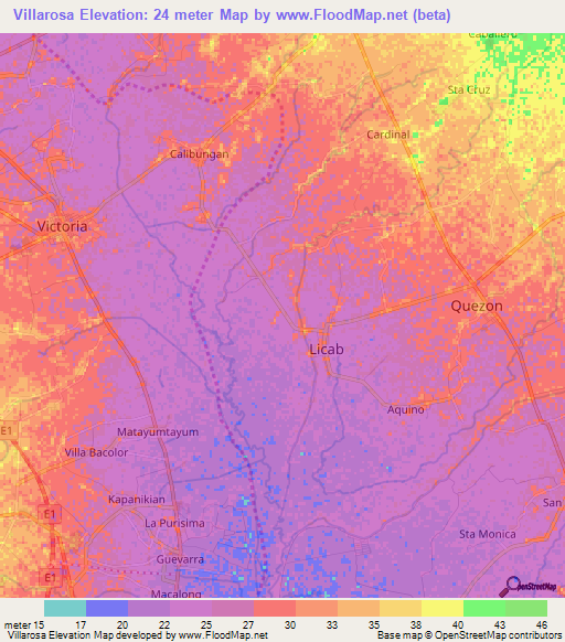 Villarosa,Philippines Elevation Map
