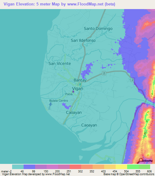 Vigan,Philippines Elevation Map