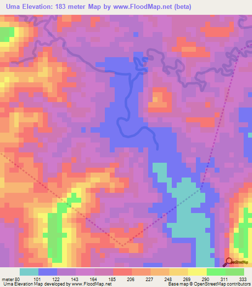 Uma,Philippines Elevation Map