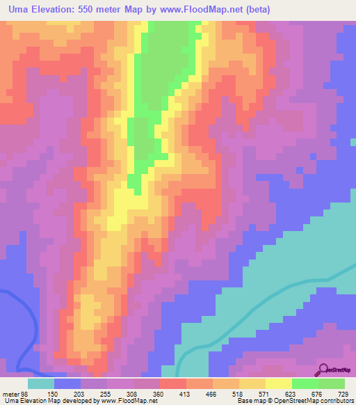 Uma,Philippines Elevation Map