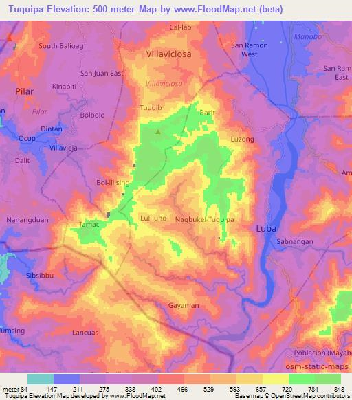 Tuquipa,Philippines Elevation Map