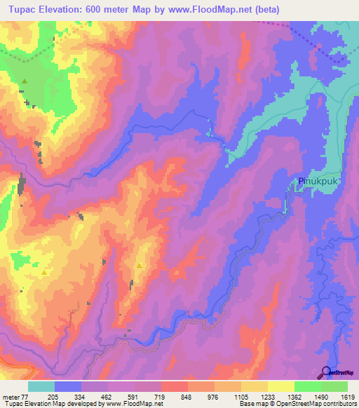 Tupac,Philippines Elevation Map