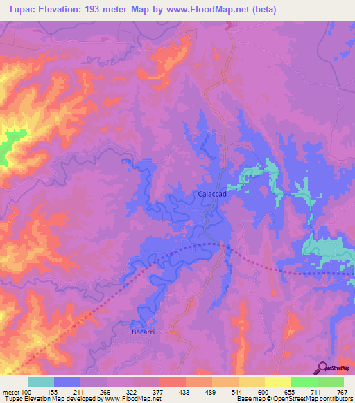 Tupac,Philippines Elevation Map