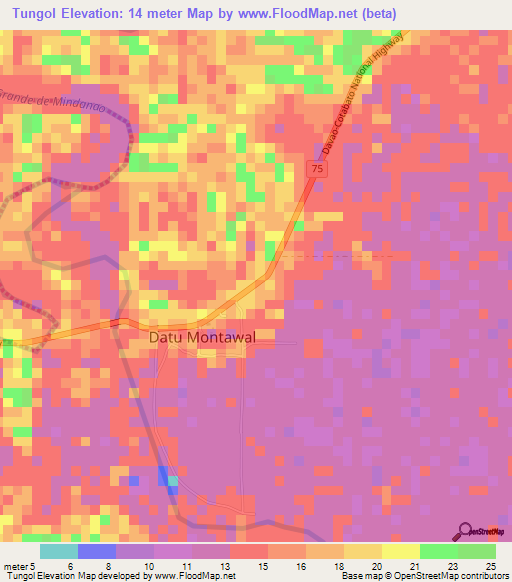 Tungol,Philippines Elevation Map