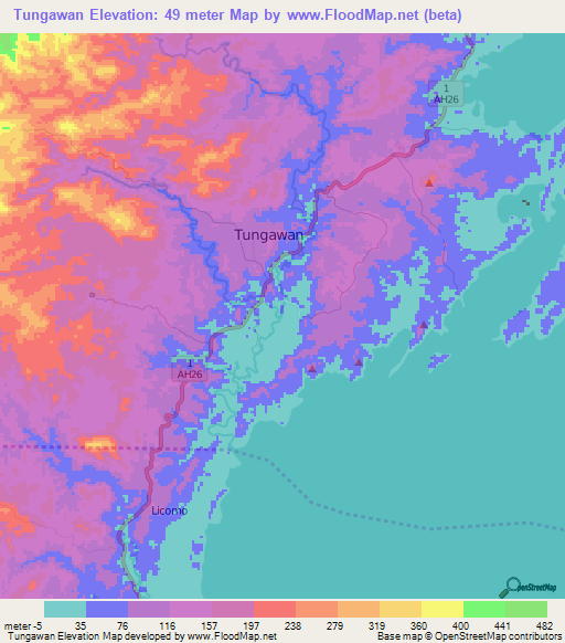 Tungawan,Philippines Elevation Map