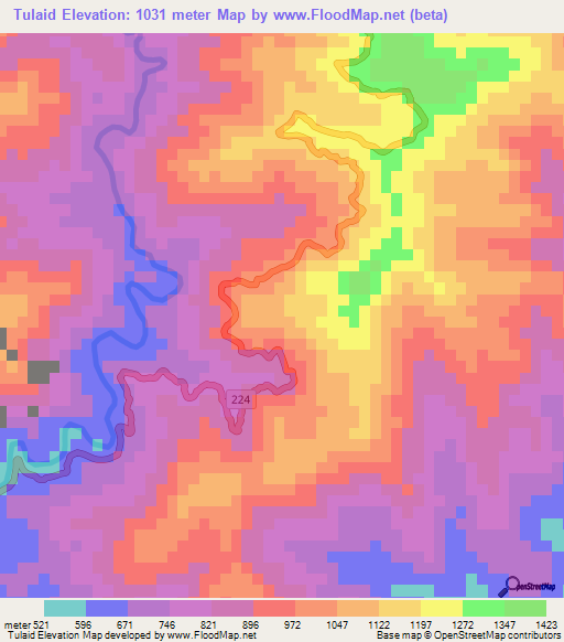 Tulaid,Philippines Elevation Map
