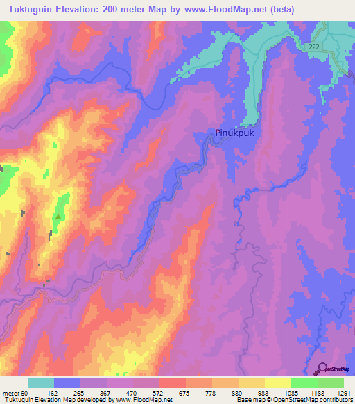 Tuktuguin,Philippines Elevation Map
