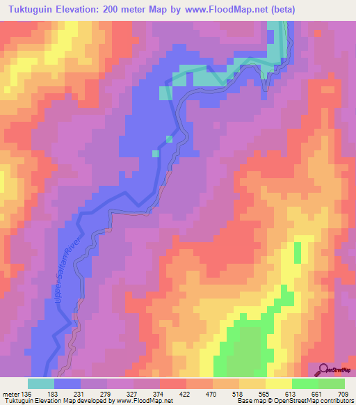 Tuktuguin,Philippines Elevation Map