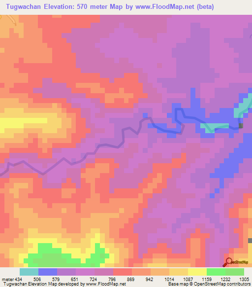 Tugwachan,Philippines Elevation Map
