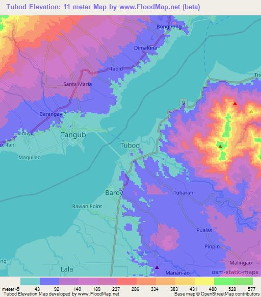 Tubod,Philippines Elevation Map