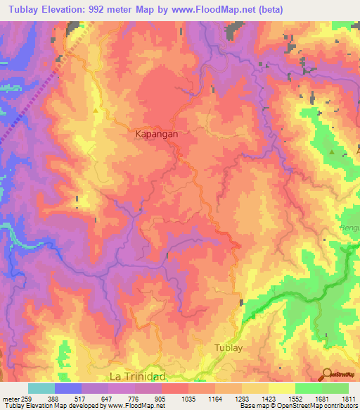 Tublay,Philippines Elevation Map