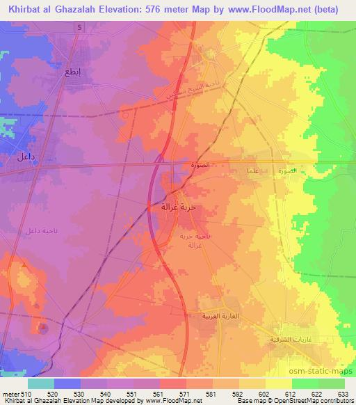 Khirbat al Ghazalah,Syria Elevation Map