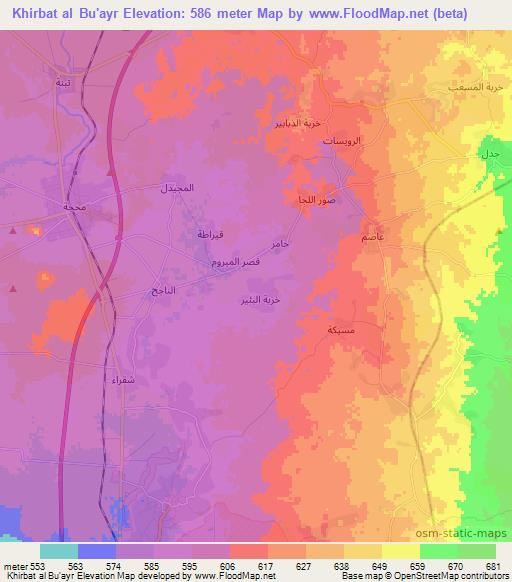 Khirbat al Bu'ayr,Syria Elevation Map