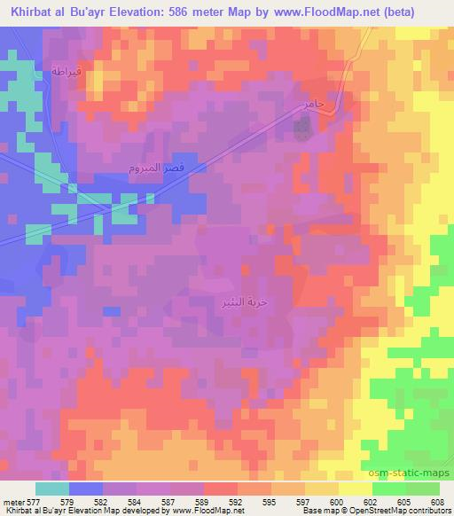 Khirbat al Bu'ayr,Syria Elevation Map