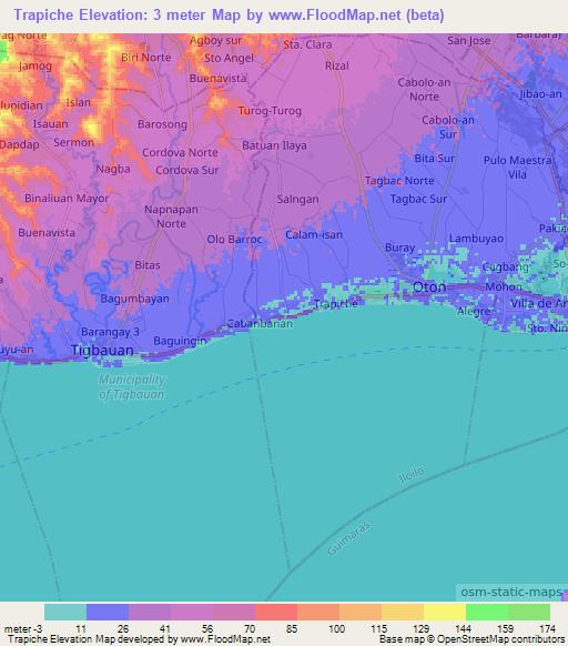Trapiche,Philippines Elevation Map