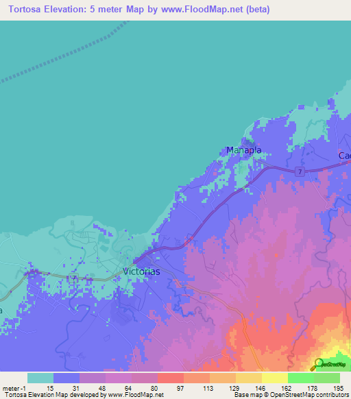 Tortosa,Philippines Elevation Map