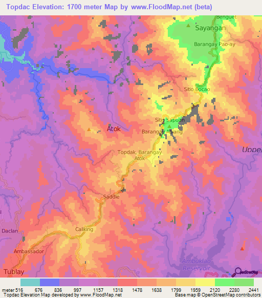 Topdac,Philippines Elevation Map