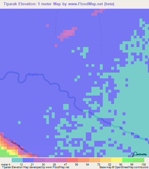 Tiparak,Philippines Elevation Map