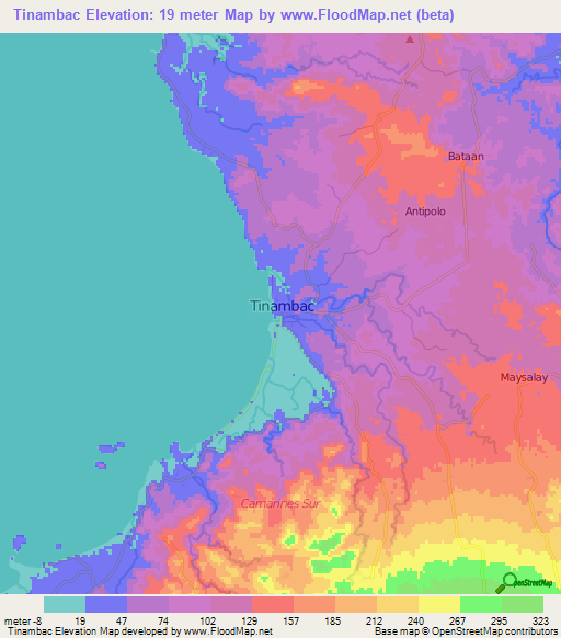 Tinambac,Philippines Elevation Map