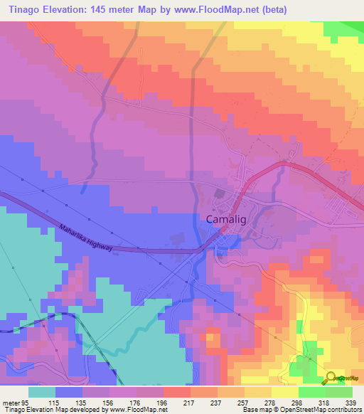 Tinago,Philippines Elevation Map