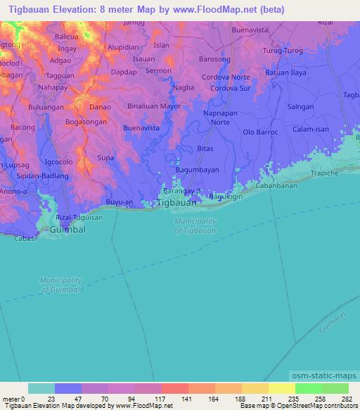 Tigbauan,Philippines Elevation Map