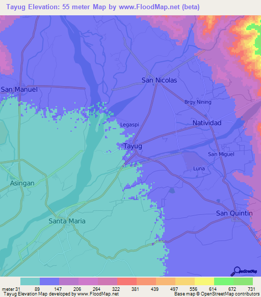 Tayug,Philippines Elevation Map
