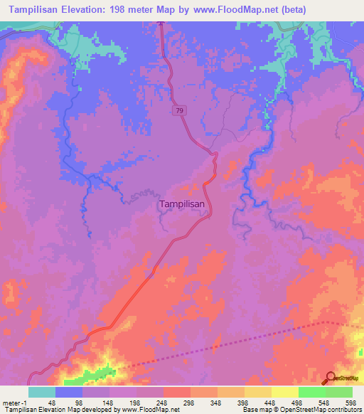 Tampilisan,Philippines Elevation Map