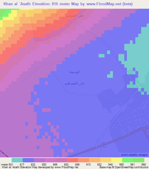 Khan al `Asafir,Syria Elevation Map