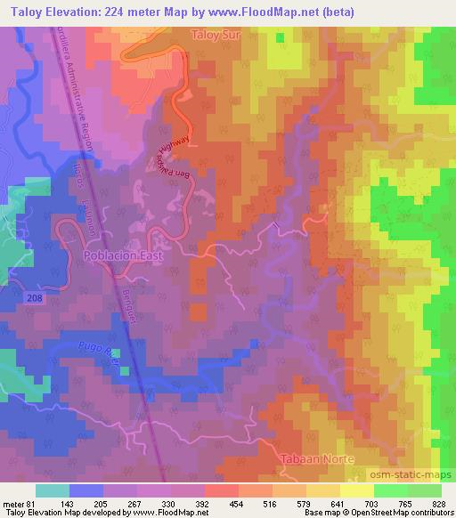 Taloy,Philippines Elevation Map