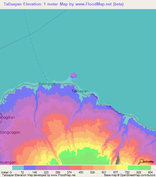 Talisayan,Philippines Elevation Map