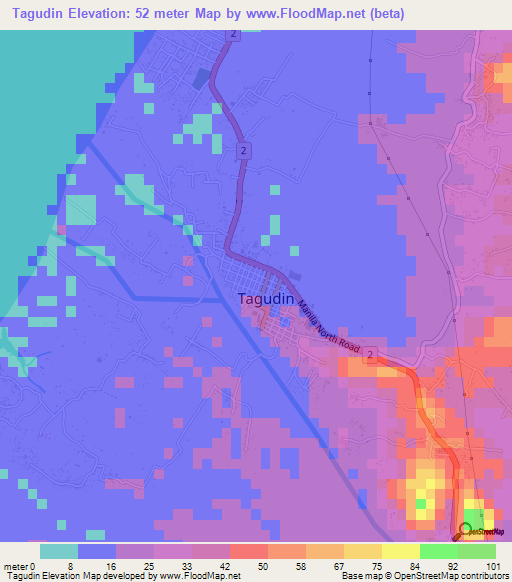 Tagudin,Philippines Elevation Map