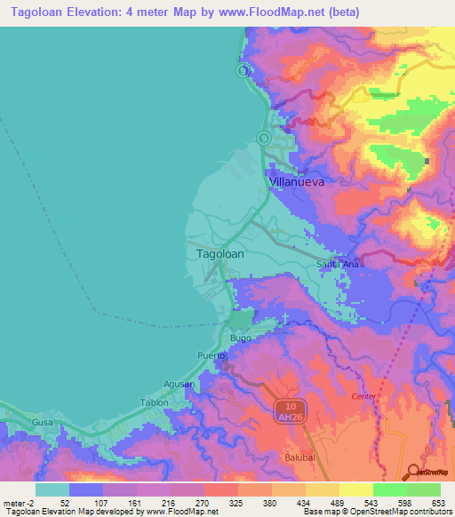 Tagoloan,Philippines Elevation Map
