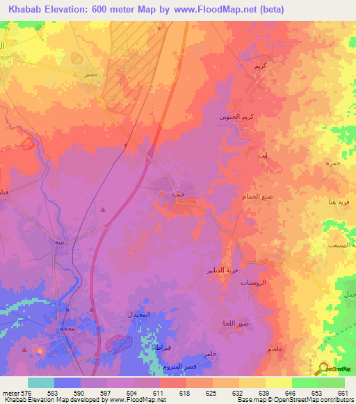 Khabab,Syria Elevation Map