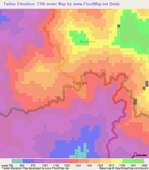 Tadian,Philippines Elevation Map