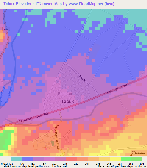 Tabuk,Philippines Elevation Map