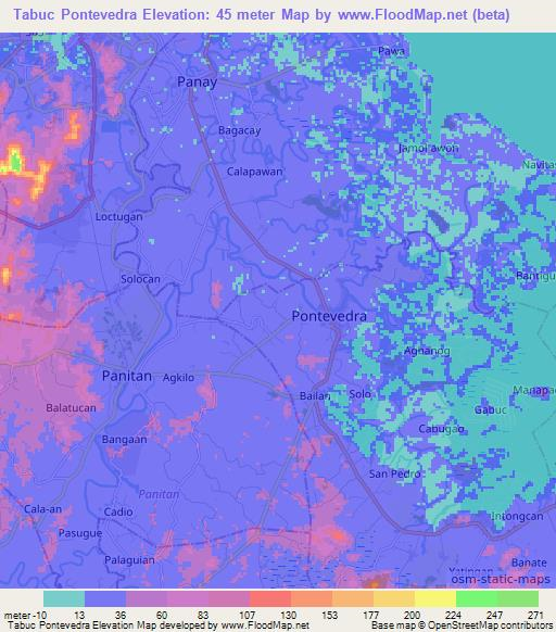 Tabuc Pontevedra,Philippines Elevation Map