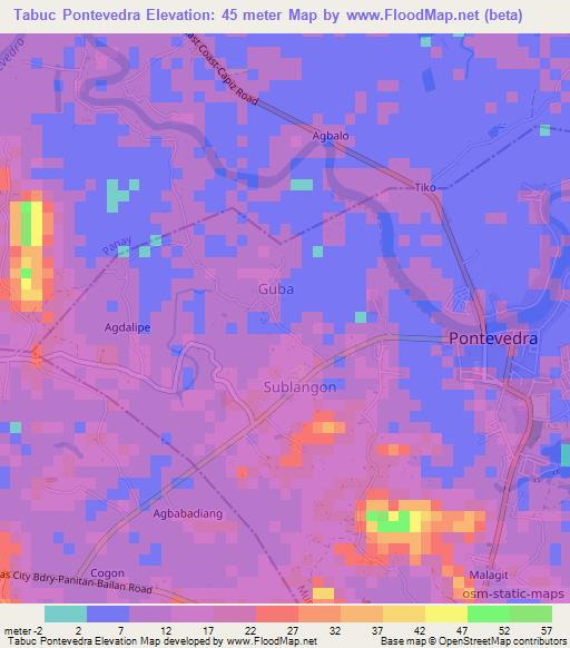 Tabuc Pontevedra,Philippines Elevation Map