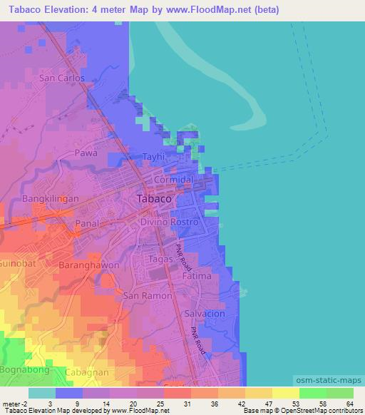Tabaco,Philippines Elevation Map
