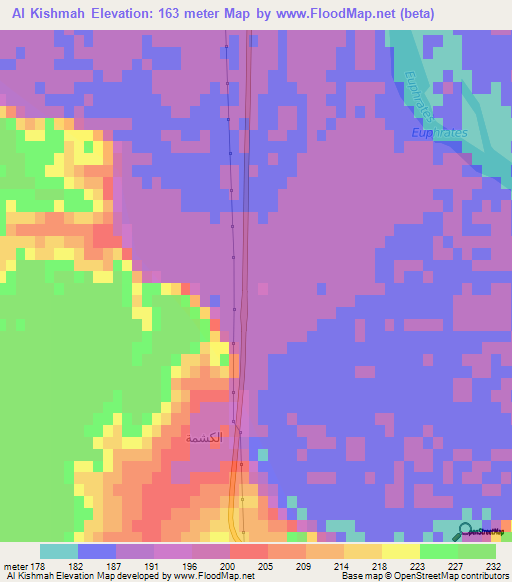 Al Kishmah,Syria Elevation Map