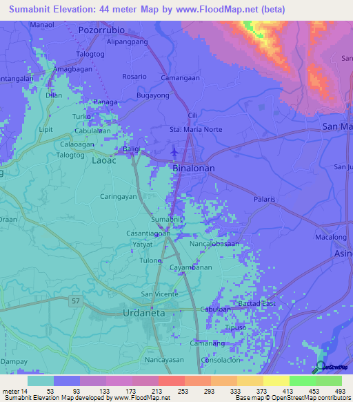 Sumabnit,Philippines Elevation Map