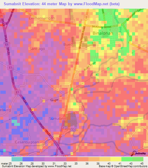 Sumabnit,Philippines Elevation Map