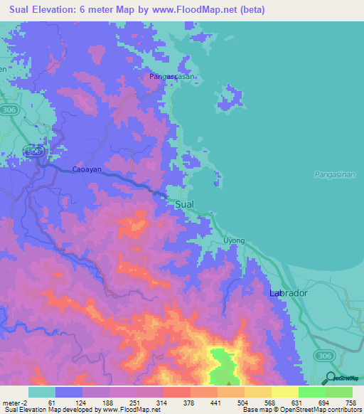 Sual,Philippines Elevation Map