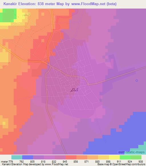 Kanakir,Syria Elevation Map