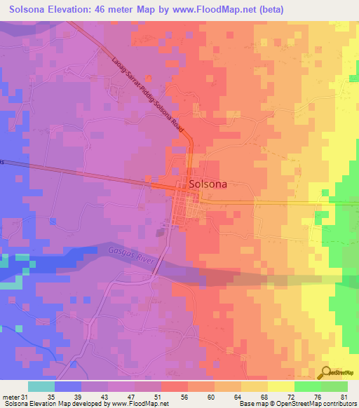 Solsona,Philippines Elevation Map