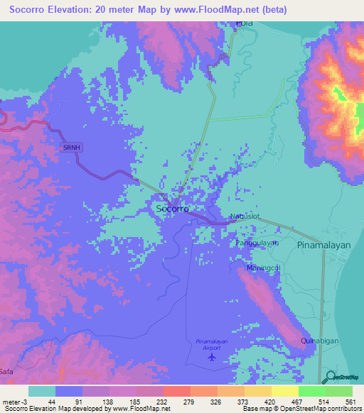 Socorro,Philippines Elevation Map