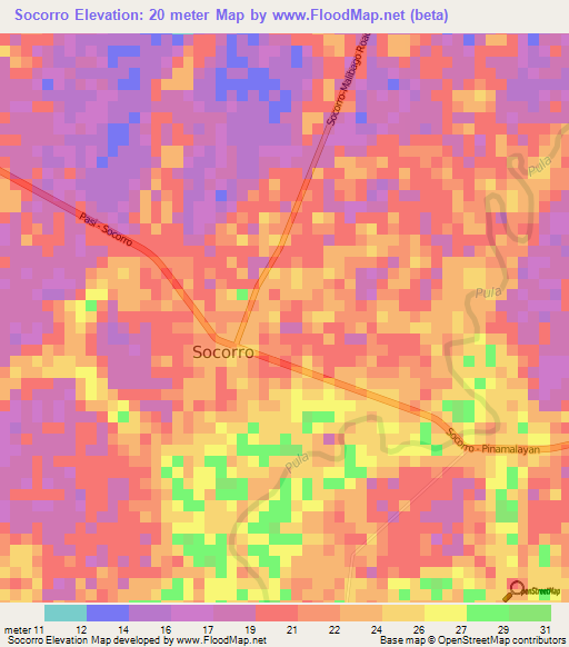 Socorro,Philippines Elevation Map