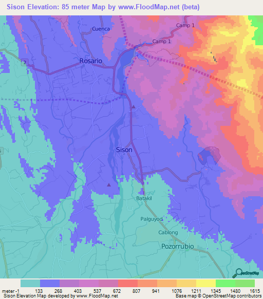 Sison,Philippines Elevation Map