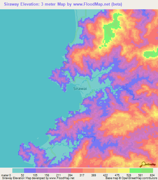 Siraway,Philippines Elevation Map