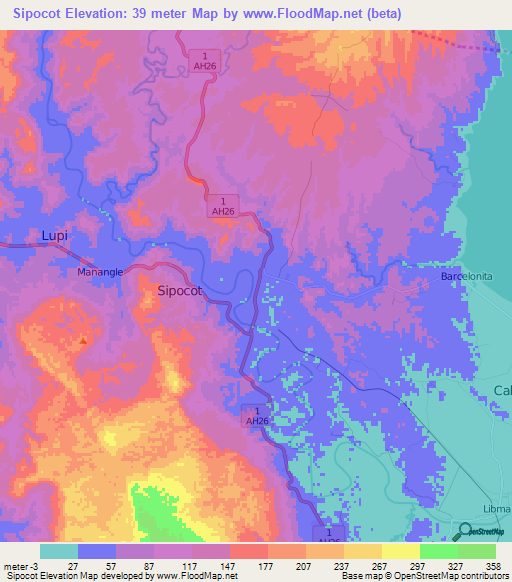 Sipocot,Philippines Elevation Map